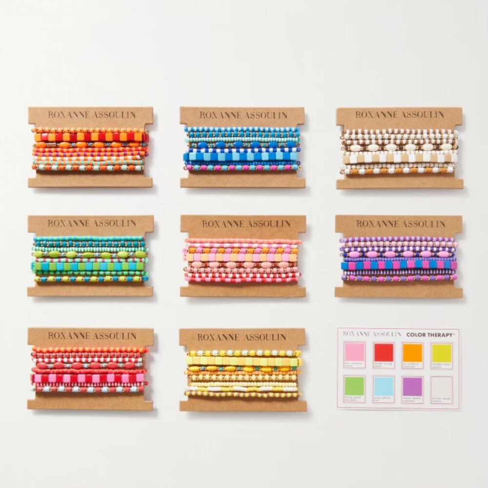 My Curate!! Roxanne Assoulin Color Therapy Beige Brown White Mixed Set of 9 - Picture 5 of 5